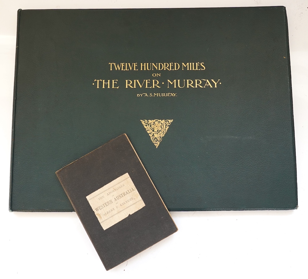 Murray, A.S. - Twelve Hundred Miles on the River Murray. 15 facsimile coloured and mounted plates (with guards), original gilt lettered green pebbled cloth, oblong 4to. (Melbourne) and London, 1898; sold with